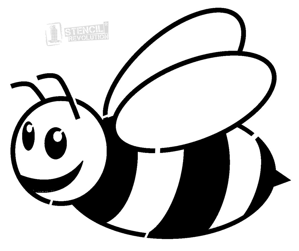 Best Photos of Bumble Bee Stencil - Black and White Bee Clip Art ...