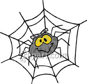 Spider in web clipart