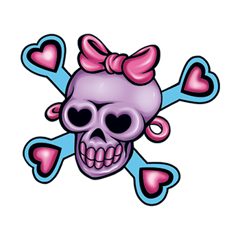 Pink Rocker Skull and Crossbones Temporary Tattoo - GOimprints