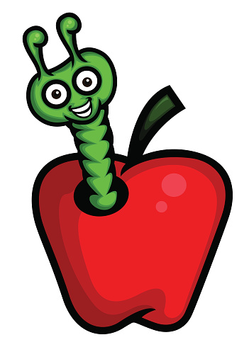 Cartoon Of The Apple Worm Clip Art, Vector Images & Illustrations ...