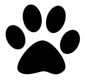 Paw print black and white clipart