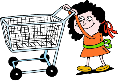 Pushing Shopping Cart Clipart