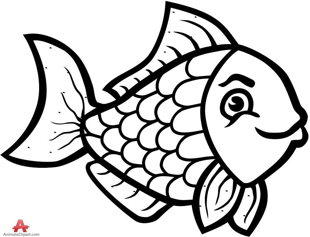 Fish black and white clipart outline