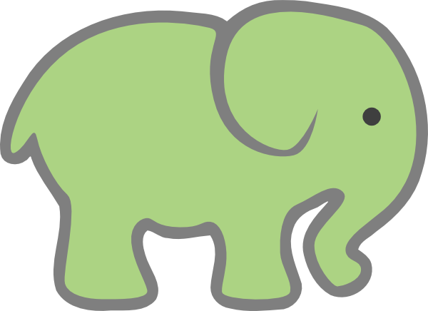 Green elephant outline clipart