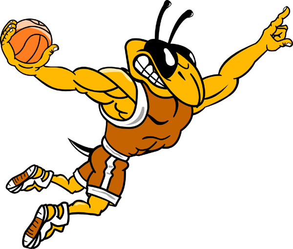 Yellow jacket basketball player mascot full color vinyl sports ...