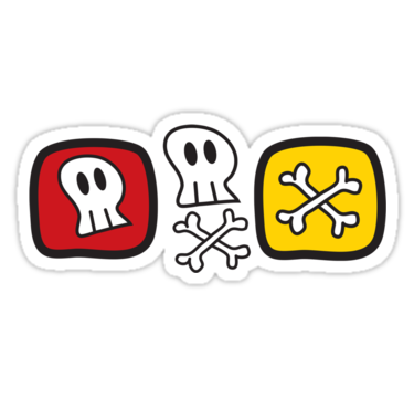 Cartoon Skulls and Bones T-shirt" Stickers by fatfatin | Redbubble