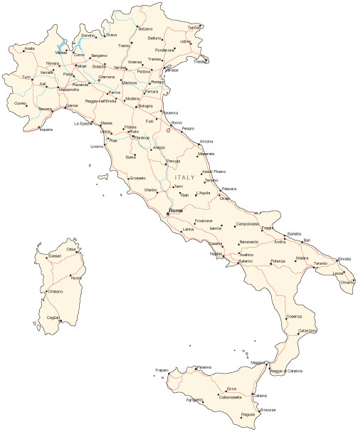 The Outline Of Italy And The Italian Flag Royalty Free Clipart