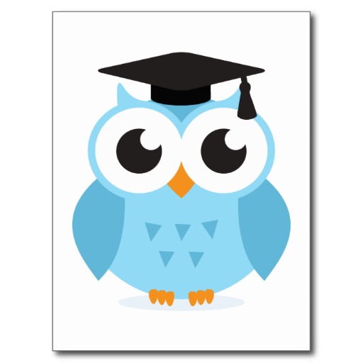 Cute cartoon owl graduate with mortarboard post card at Zazzle.