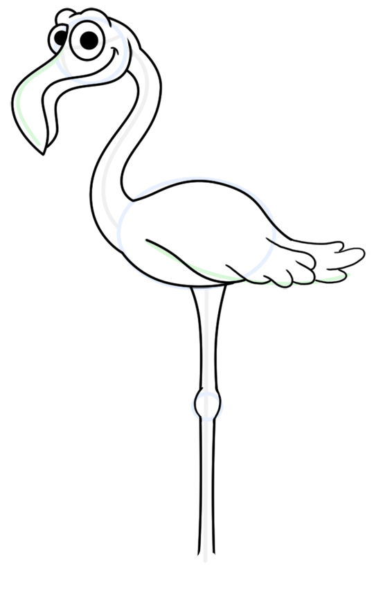 Cartoon Flamingo Step by Step Drawing Lesson