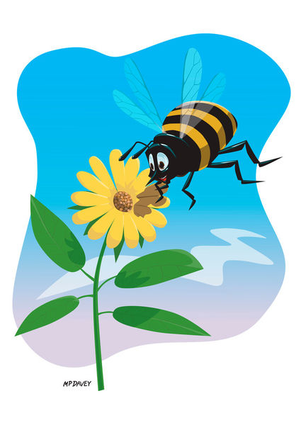 clipart bee on flower - photo #9