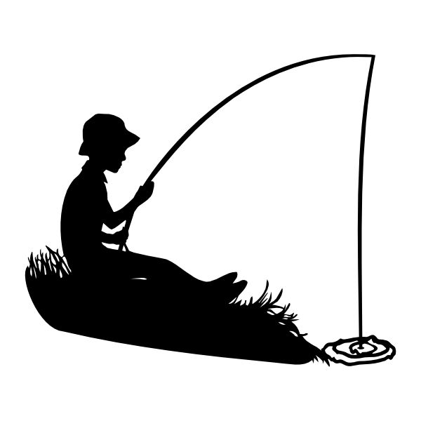 Boy fishing clipart silhouette