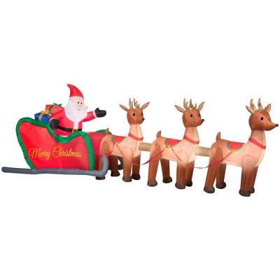 Home Accents Holiday 16 ft. W Inflatable Santa in Sleigh with ...