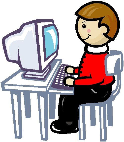 Clipart kids on computer