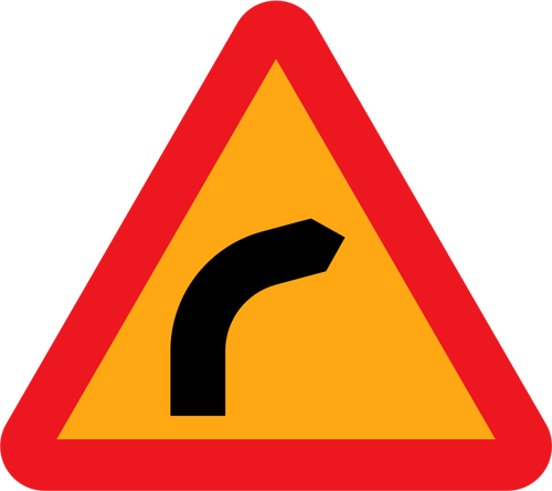 Dangerous bend to right traffic sign vector clip art | Public ...