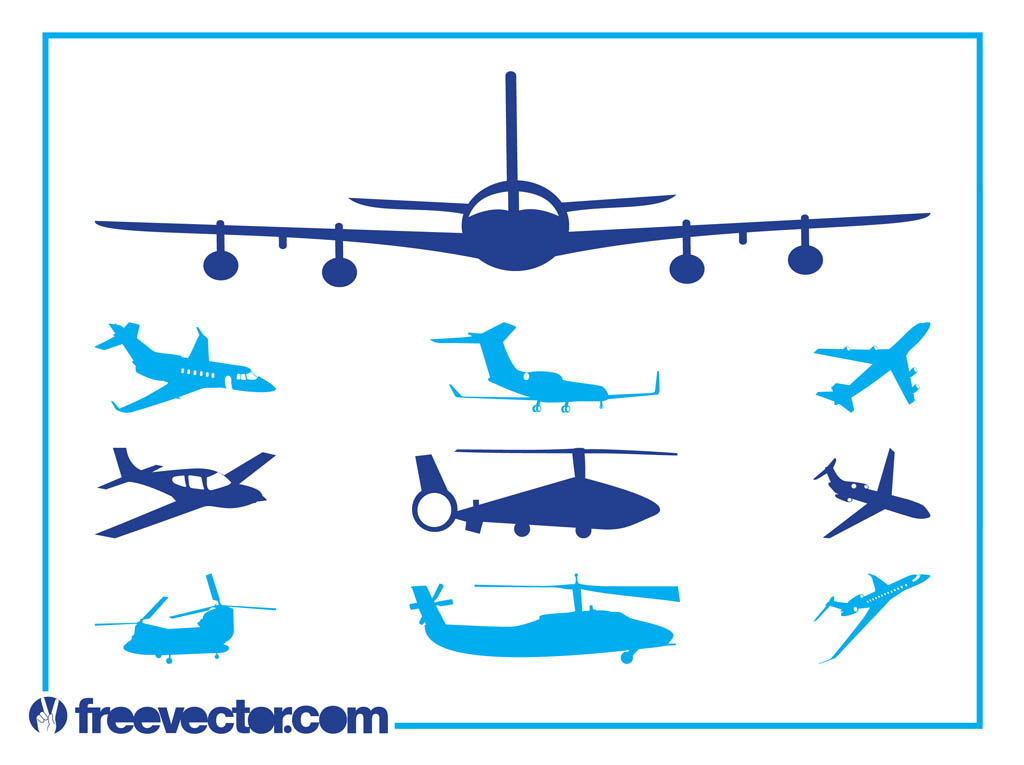 Aircraft Silhouettes Set Vector Art & Graphics | freevector.com