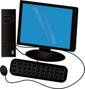 Computer Clipart Image - A Black Desktop Computer With A Flat ...