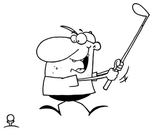 Golf Clipart Image - Crazy Cartoon Golfer Coloring Page