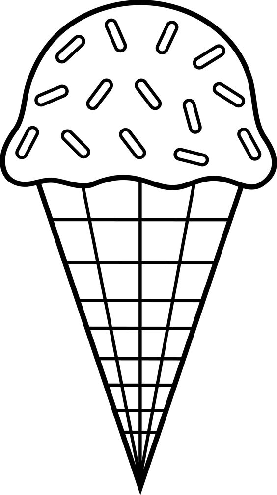 Ice cream cone clipart black and white