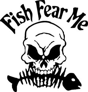 Fish Fear Me Reaper Skull Skeleton Car Boat Truck Window Vinyl ...