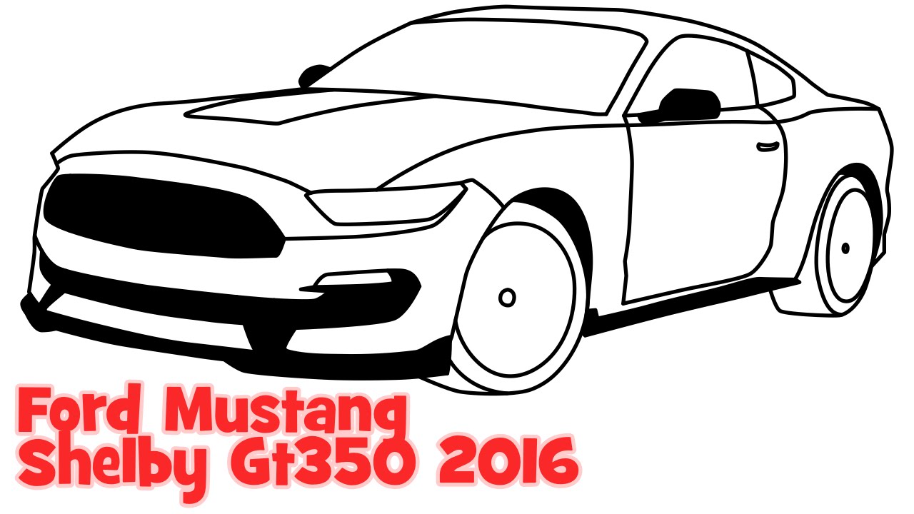 How to draw a car Ford Mustang Shelby GT350 2016 step by step easy