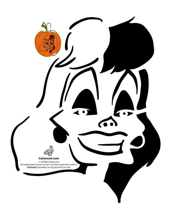 Classic Disney Pumpkin Stencils Cruella De Vil Disney Villain ...