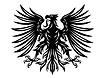 Polish eagle on black heraldic shield - vector clipart