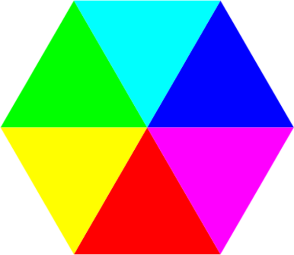 hexagon 6 color - vector Clip Art
