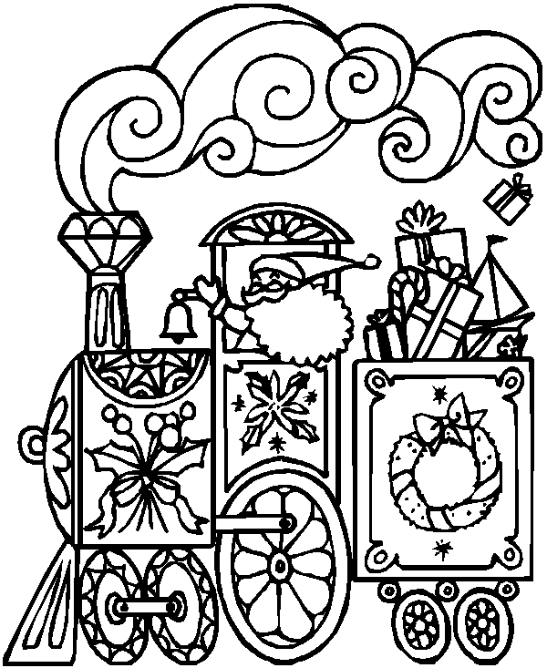 Little Toy Trains - Christmas Coloring Page