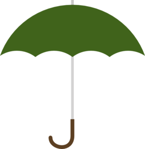 Green cartoon umbrella clipart image #11437