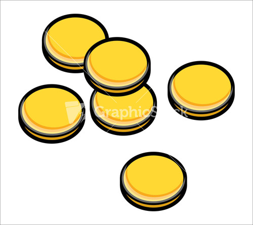 Cartoon Gold Coins Clipart - Vector Illustration