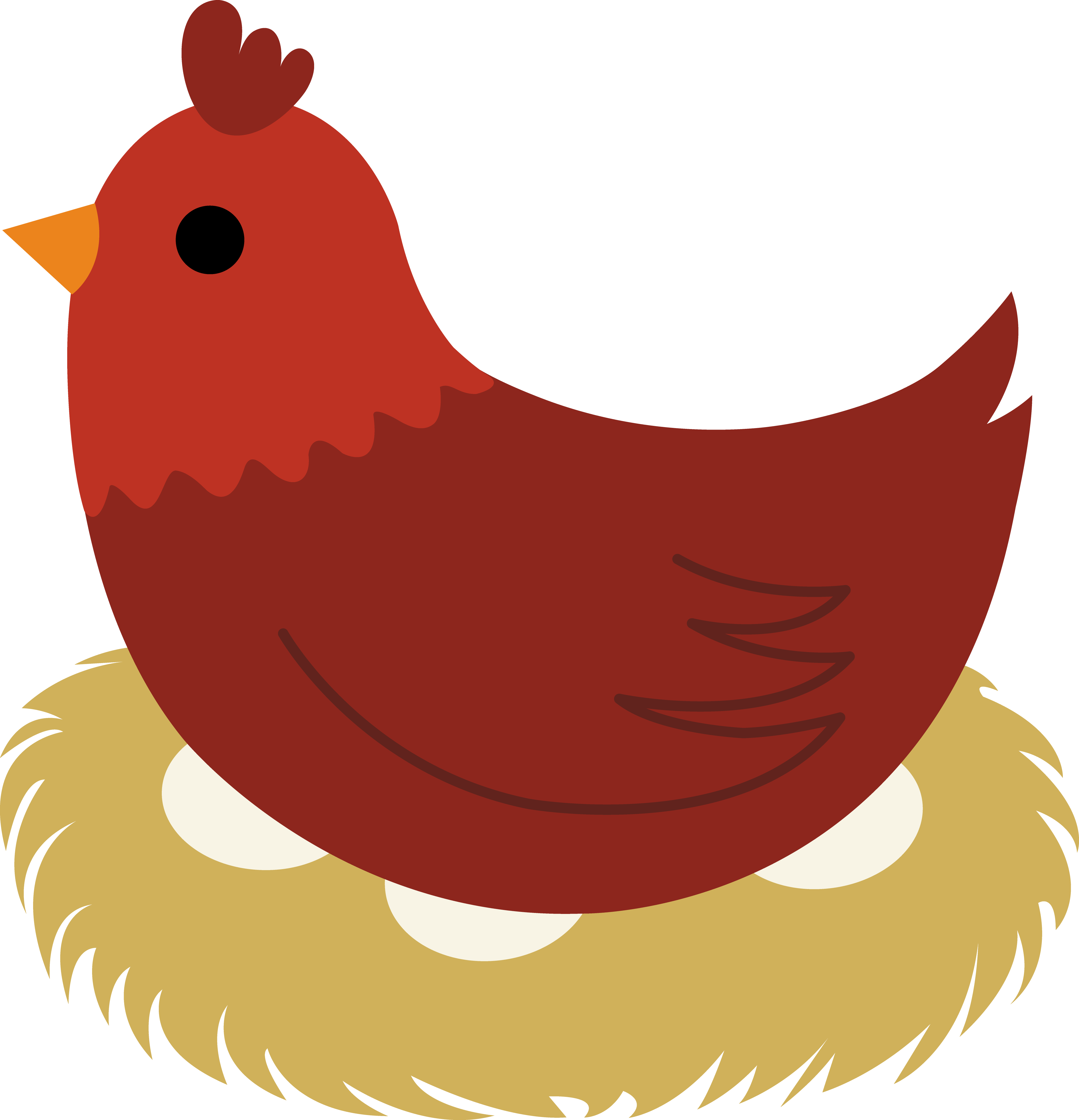 Hen with eggs clipart