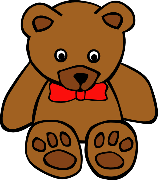 Simple Teddy Bear With Bow Clip Art - vector clip art ...