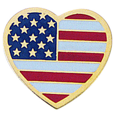 American Flag Heart Shaped Lapel Pin - Patriotic Corporate Lapel Pin