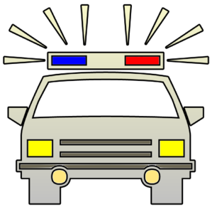 Police station with police car clipart