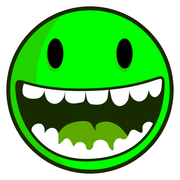 Smiley Symbol: 6 Green Smileys with Happy Face