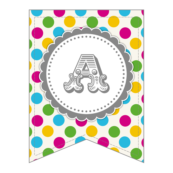 Free Printable - Whole Alphabet Primary Party Polka Dot Banner ...