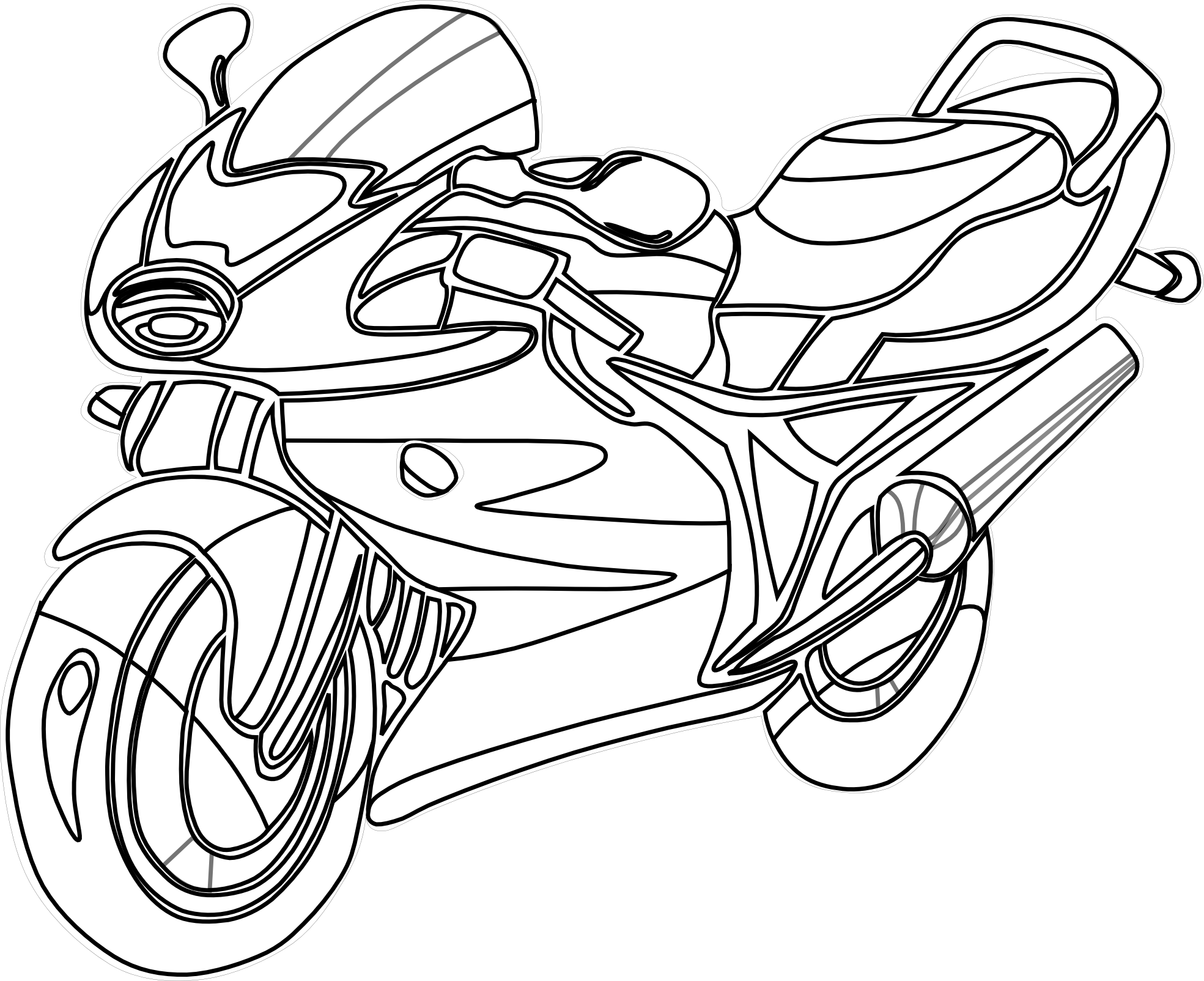 motorcycle clipart black white line art coloring ...