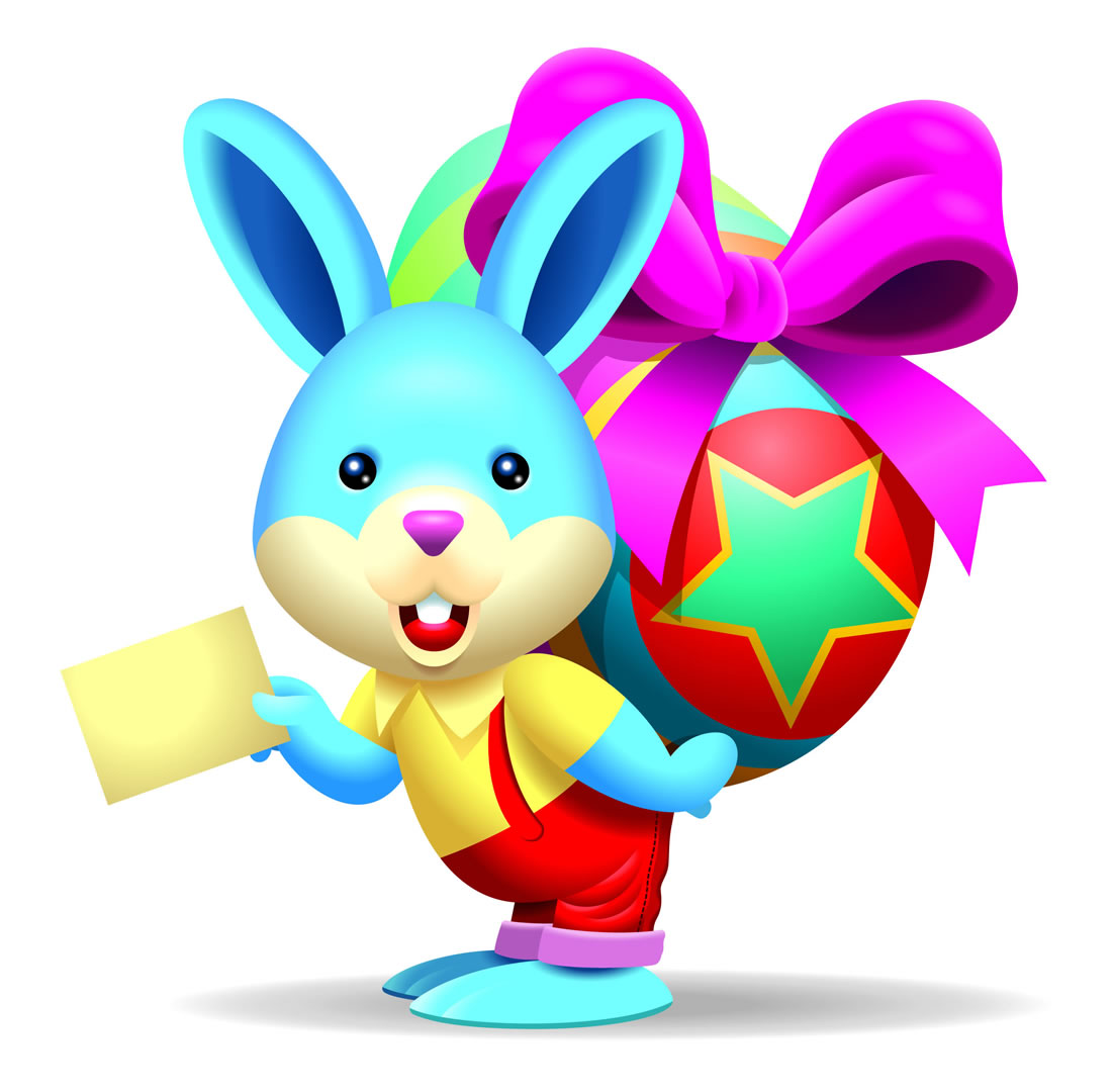 Easter Bunny With A Letter Carrying A Big Egg - Easter Wallpaper