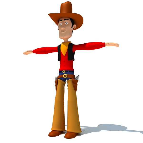 3d model rigged cartoon cowboy character biped