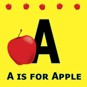 Alphabet Clipart Image - The Letter A With An Apple On It