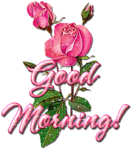 Good Morning Pink Rose Glitter Animated Graphics