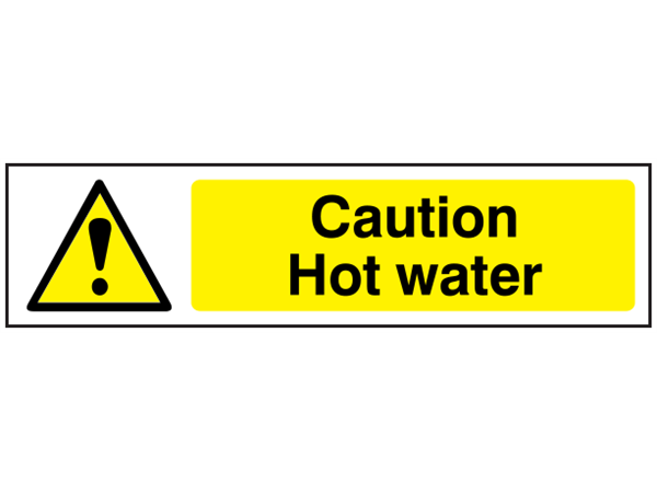 Caution Hot water, mini safety sign. | MIWS5116 | Label Source