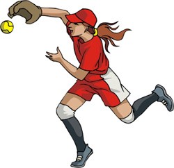 Girl playing softball clipart