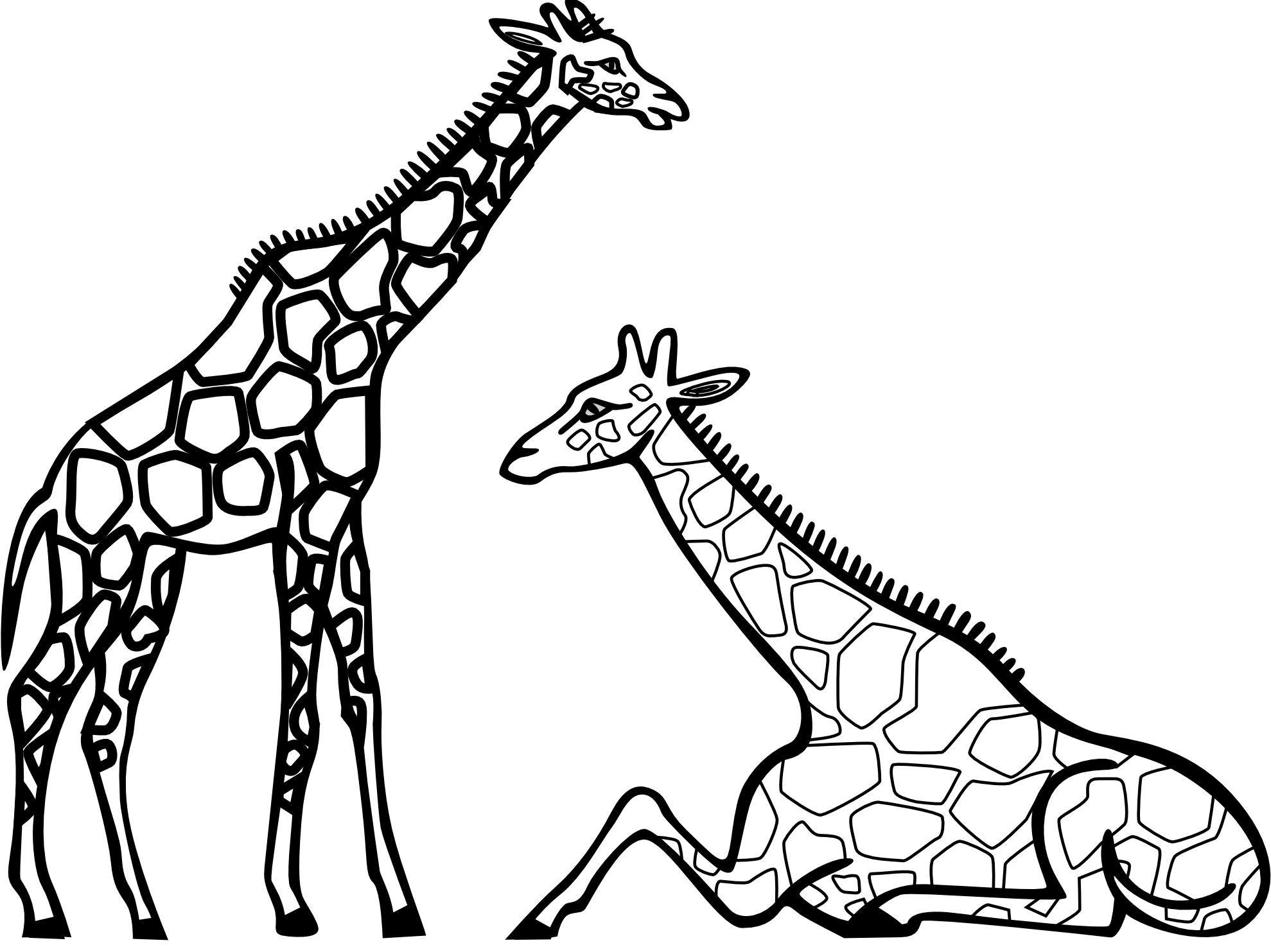 Baby giraffe clipart black and white