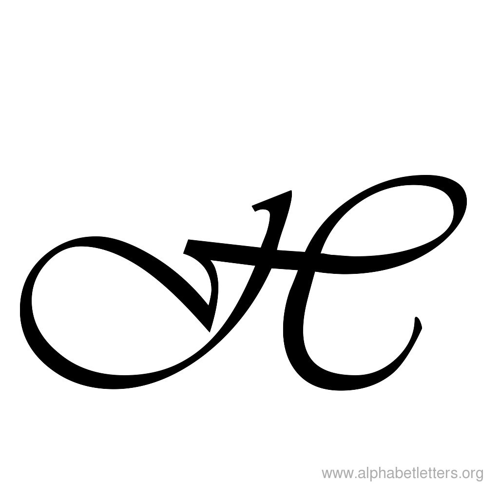 Letter h clipart black and white calligraphy