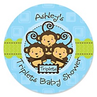 Triplet Monkey Boys Baby Shower Decorations & Theme ...