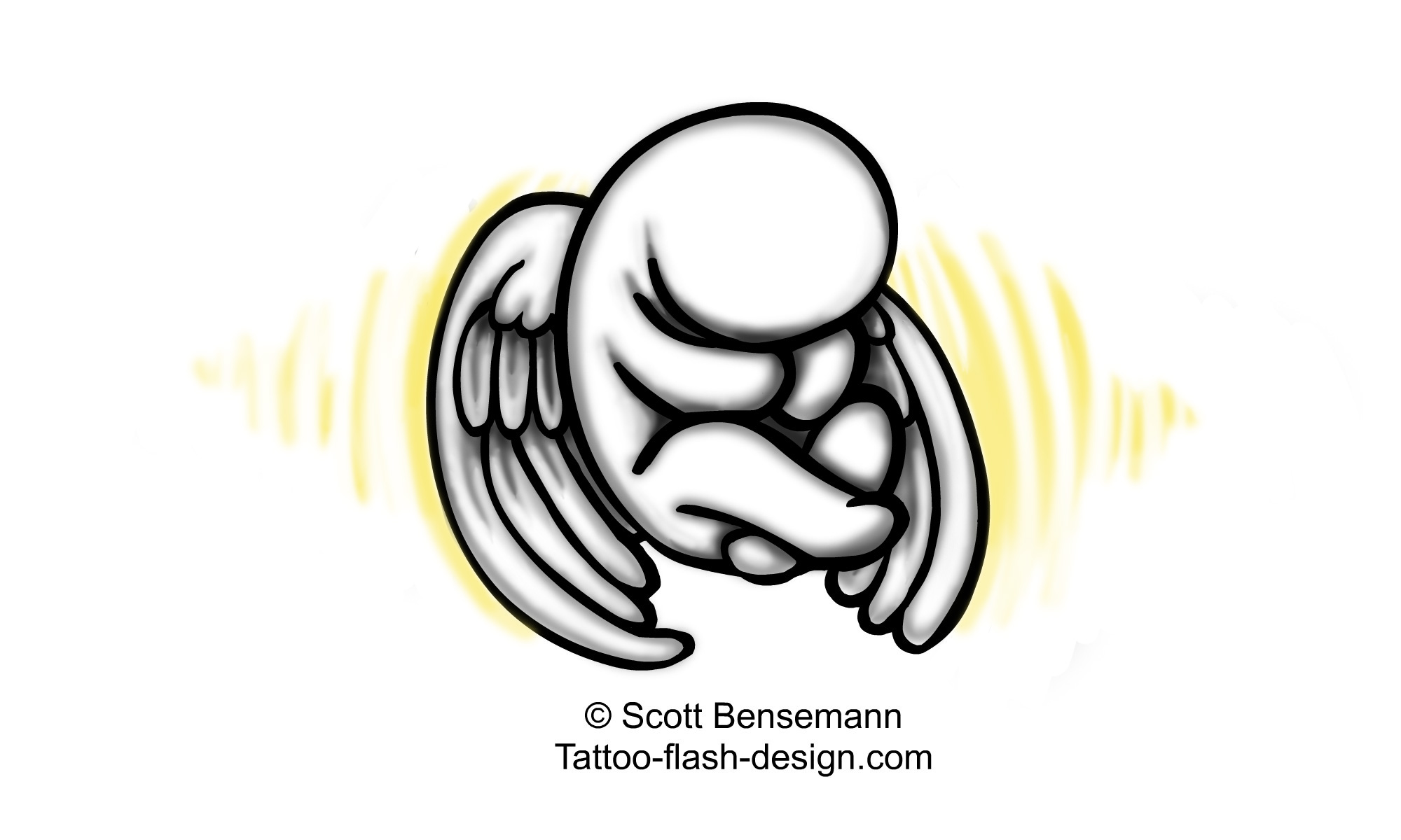 Angel Baby Wings Down Color Tattoo | Tattoobite.com