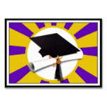 Graduation Cap w/Diploma - Purple Background Business Card ...