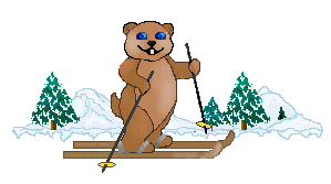 Winter Clip Art - Boy Groundhog and Girl Groundhog on Skis - Free ...