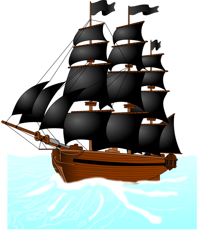 This dark pirate ship clip art is in the public domain so use it freely on your book illustrations, school projects, game projects, websites, etc.
